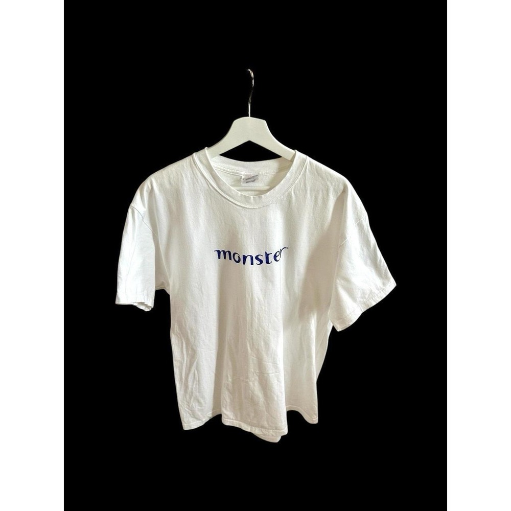 Vintage 90s Monster.Com T Shirt Large Mens Tech Wear Computers Y2K Never Settle